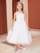 Flower Girl & Communion Tea Length Dress with Lace Details